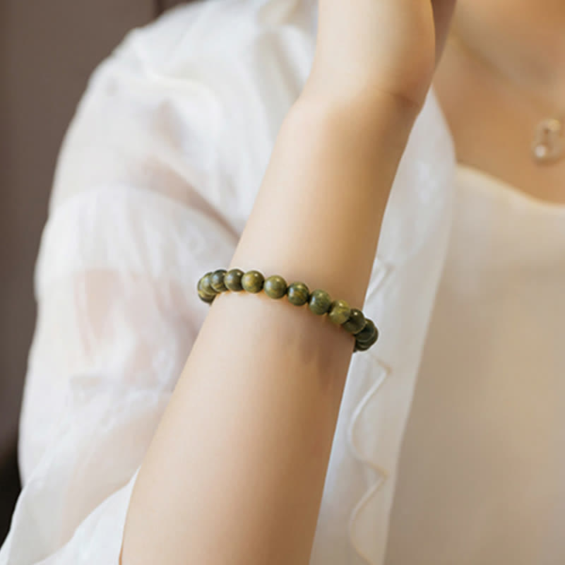 Pulsera de curación calmante de sándalo verde tibetano