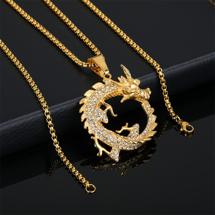 Colgante de collar con diseño de dragón del zodiaco chino con Buddha Stones - image 3