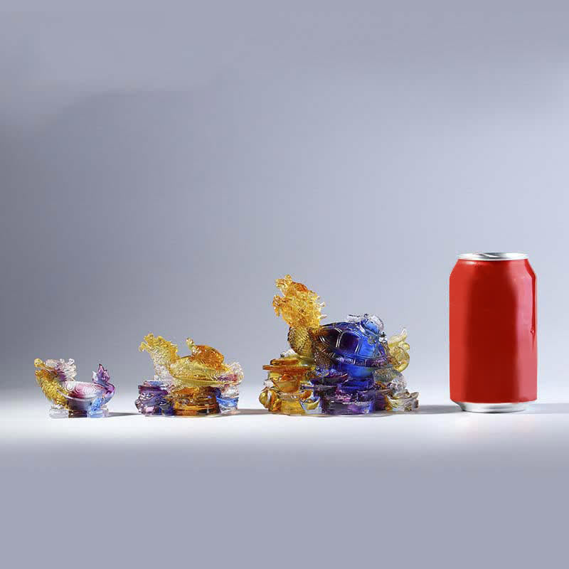 Buddha Stones Feng Shui, monedas de tortuga dragón hechas a mano, pieza de arte de la suerte de cristal Liuli, decoración para el hogar y la Oficina - image 20