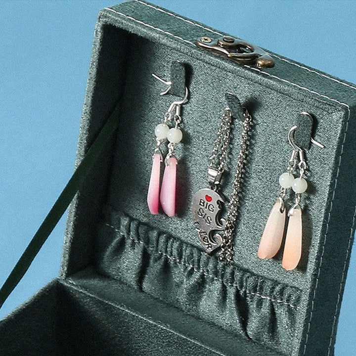 Caja organizadora de joyas con Buddha Stones, caja de almacenamiento de joyas de tres capas, caja de regalo de franela