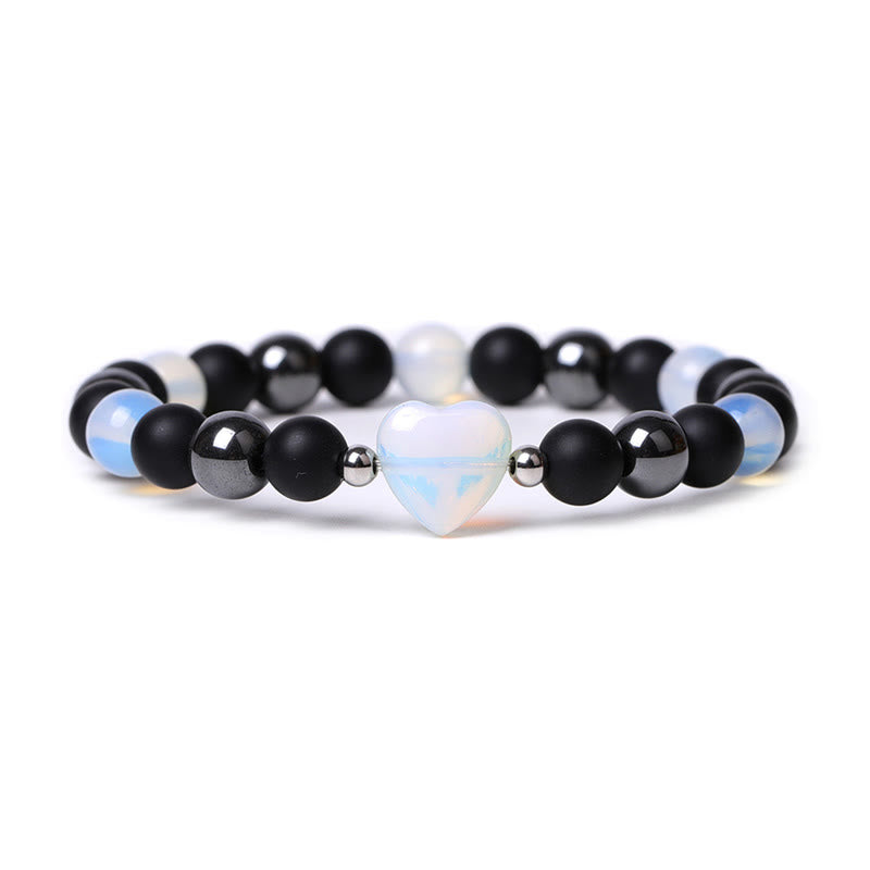 Pulsera de protección de corazón de amor de cristal de piedra de ojo de tigre de ónix negro de Buddha Stones
