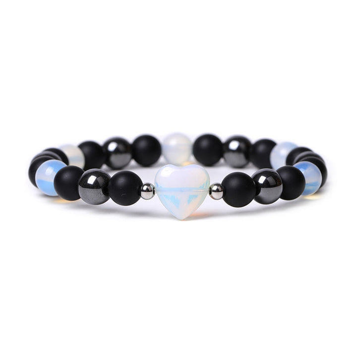 Pulsera de protección de corazón de amor de cristal de piedra de ojo de tigre de ónix negro de Buddha Stones