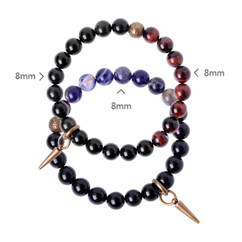 Pulsera de pareja de fuerza de cobre y cristal de sodalita obsidiana negra con Buddha Stones