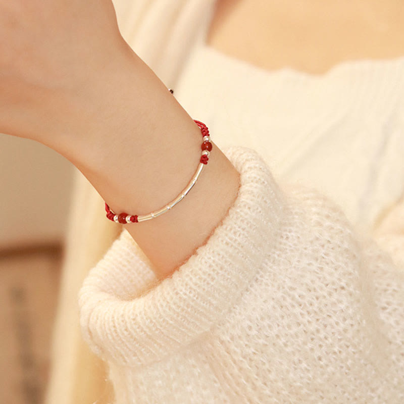 Pulsera trenzada de cuerda de protección de cuentas de ágata blanca de bambú de plata de ley 925 con Buddha Stones - image 6