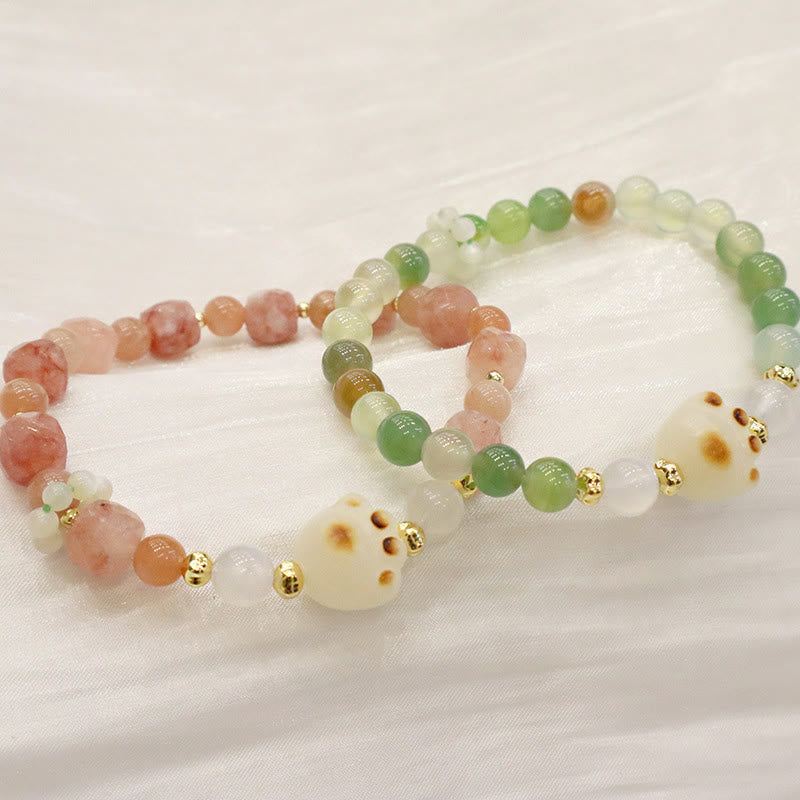 Buddha Stones Verde Piedra del Sol Ojo de Gato Semilla Bodhi Pulsera de Soporte de Pata de Gato - image 2