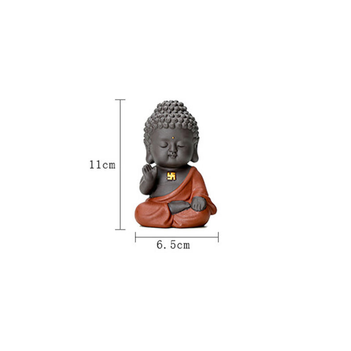 Buddha Stones Pequeño Buda Serenidad Arcilla Púrpura Decoración de Escritorio para el Hogar - image 16