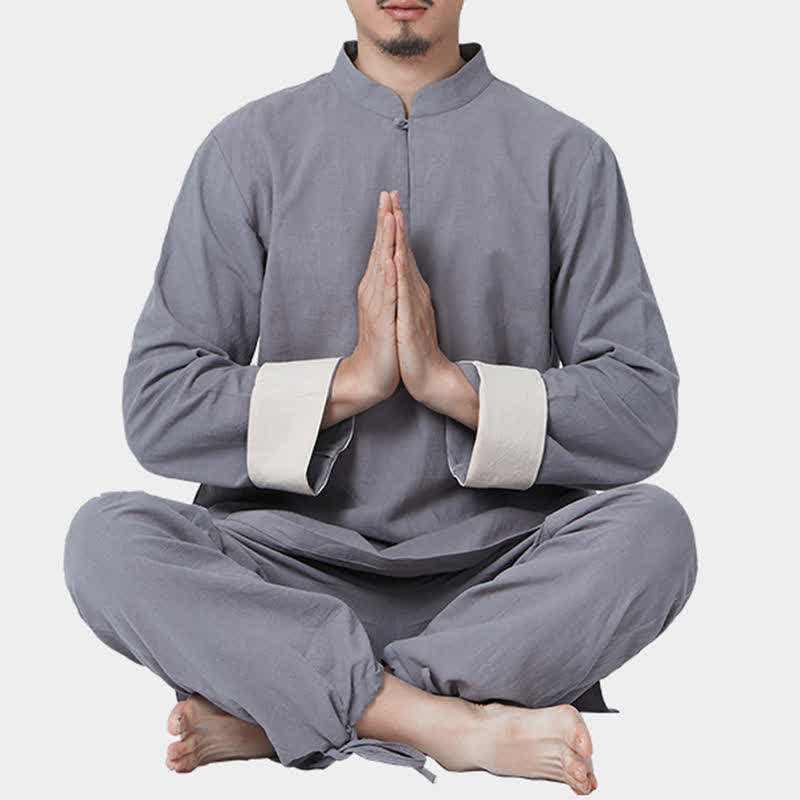 Conjunto de ropa de lino y algodón para hombre, meditación Zen espiritual, Buddha Stones, Yoga, práctica de oración