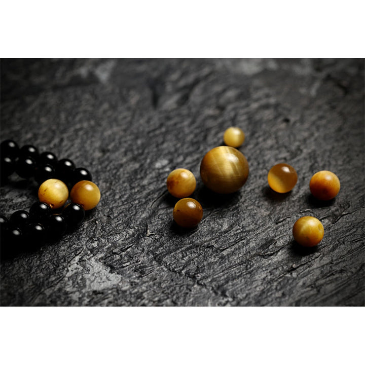 Buddha Stones tibetanas 108 cuentas de Mala ónix negro cuentas de ojo de tigre pulsera de protección Bagua de nueve palacios