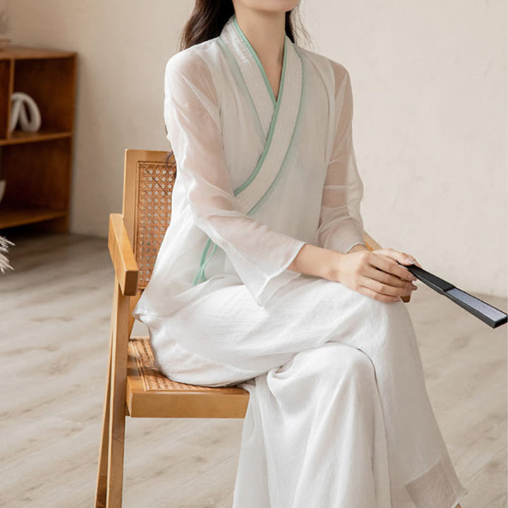 Conjunto de ropa de gasa para mujer, ropa de práctica de meditación espiritual Zen, Buddha Stones, oración Retro