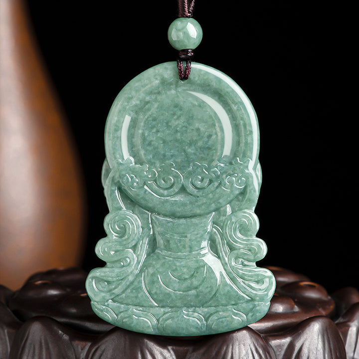 Collar de cadena de bendición con amuleto de jade natural Avalokitesvara de cuatro brazos - image 8