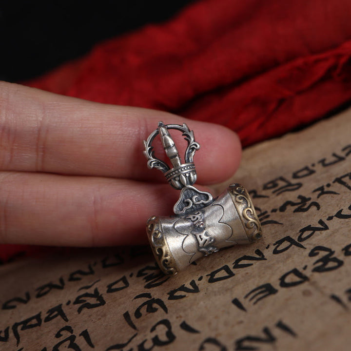 Buddha Stones Tíbet, Plata de Ley 925, Om Mani Padme Hum Dorje Bell Vajra, colgante con iluminación grabada, decoración colgante - image 11