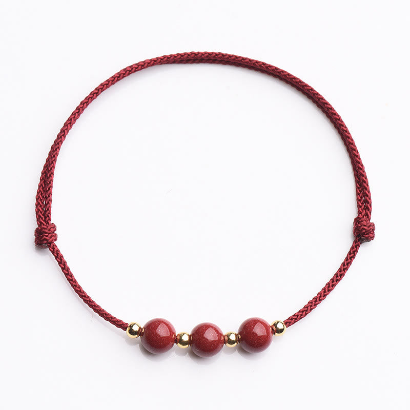 Pulsera tobillera con cuentas de cinabrio de la suerte naturales con Buddha Stones
