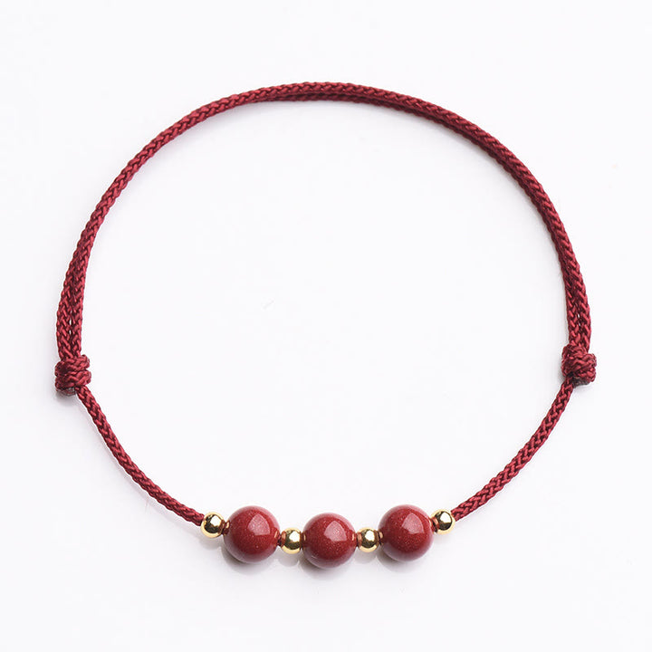 Pulsera tobillera con cuentas de cinabrio de la suerte naturales con Buddha Stones