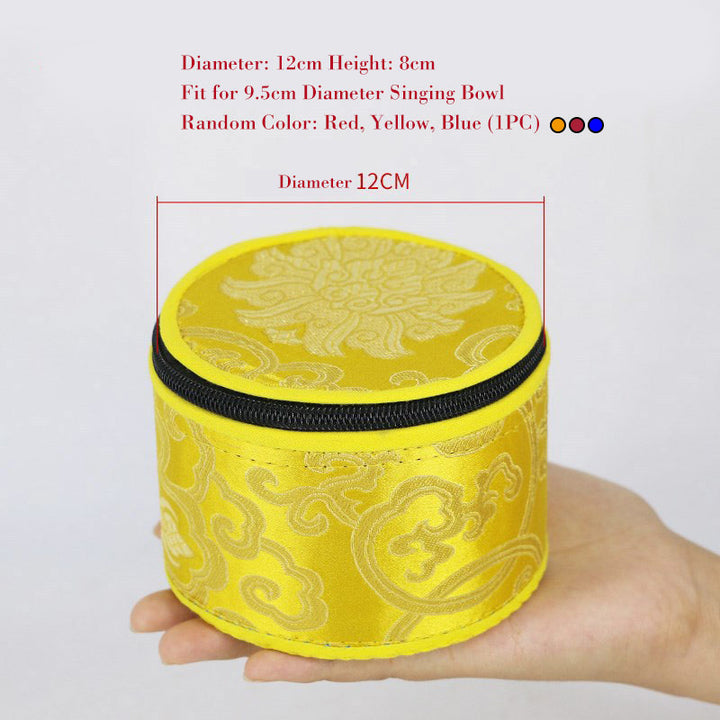 Bolsa de almacenamiento de cuenco tibetano con decoración de cierre de cremallera