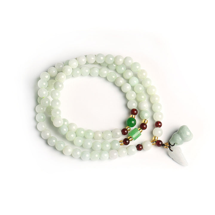 Pulsera de la abundancia de Buddha Stones Pixiu de jade natural con piedras de Buda