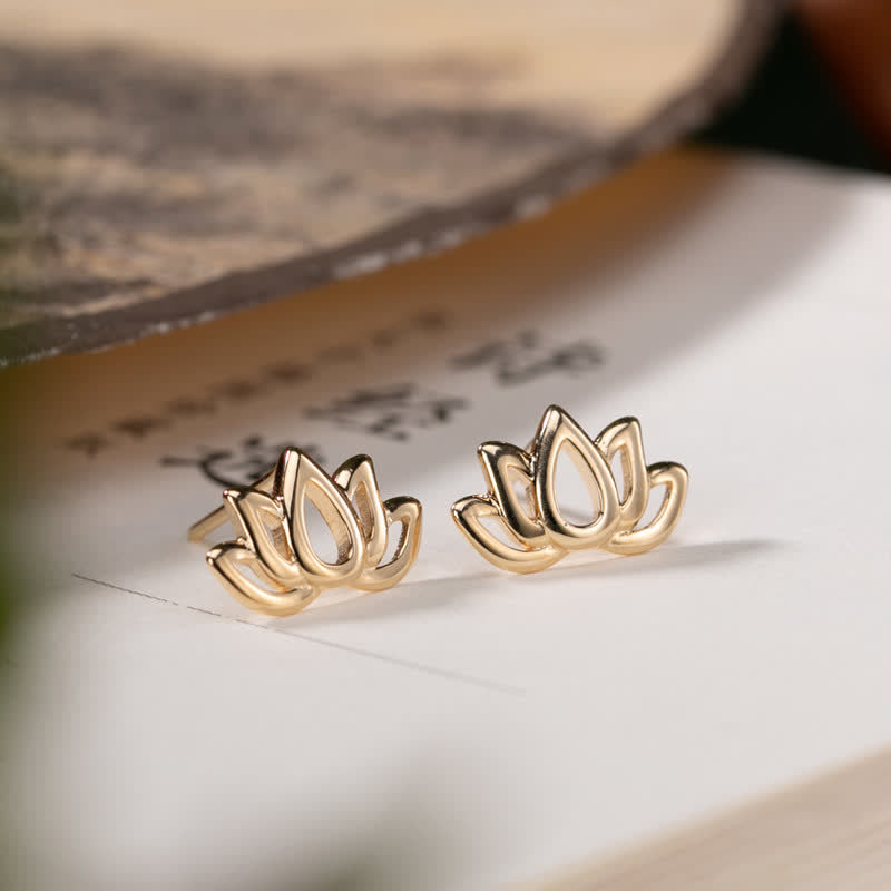 Pendientes de bendición de flor de loto de plata de ley 925 con Buddha Stones - image 2