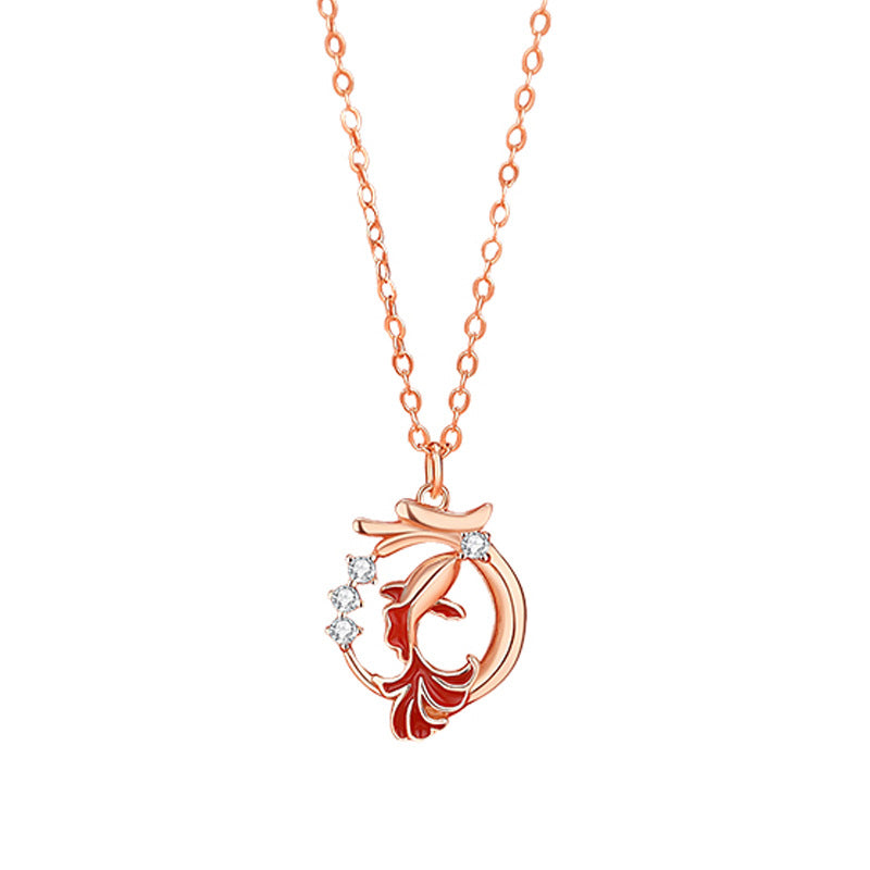 Collar con colgante de plata de ley 925 con Buddha Stones, diseño del año del dragón, pez Koi, Fu, personaje de la suerte
