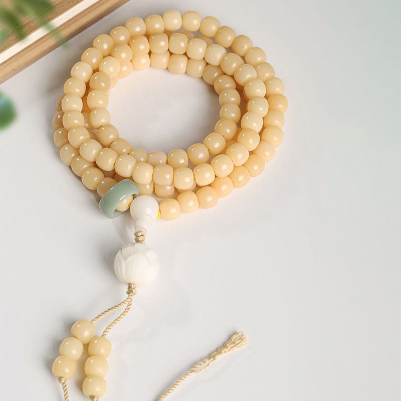 Pulsera con dije de armonía y paz con cuentas de loto y semilla de Bodhi Natural de Buddha Stones
