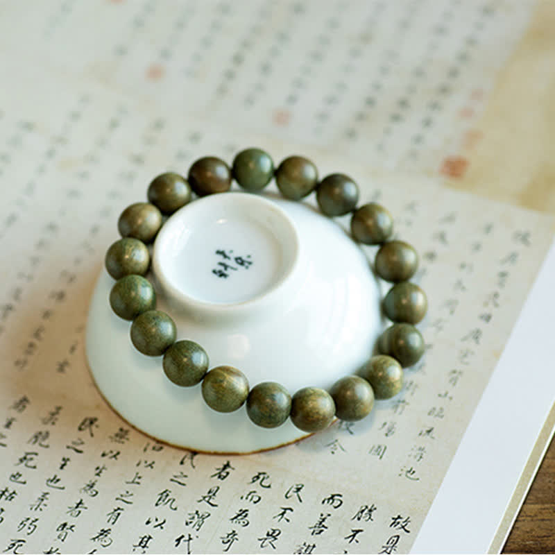 Pulsera de curación calmante de sándalo verde tibetano