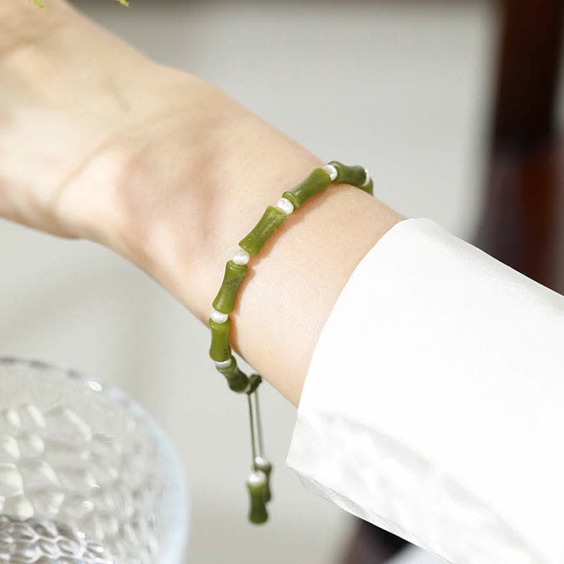 Pulsera de la paz del amor del patrón de bambú del peridoto natural de las Buddha Stones