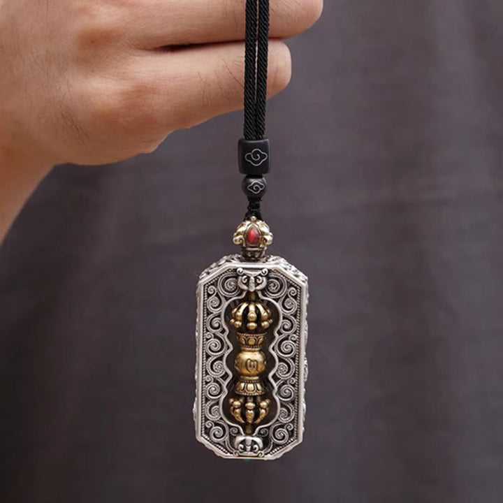 Buddha Stones tibetano Om Mani Padme Hum tallado Dorje Vajra giratorio patrón de loto pureza COLLAR COLGANTE de cuerda