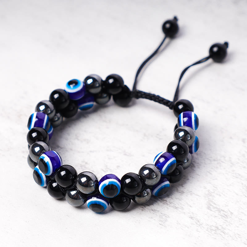 Pulsera con cuentas de protección de ojo de tigre, hematita, mal de ojo , Buddha Stones