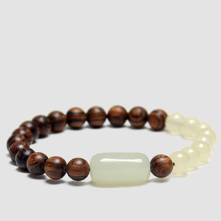 Pulsera de la abundancia de la suerte de sándalo de jade con Buddha Stones