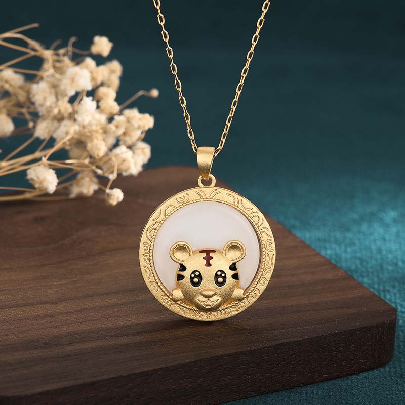 Collar de bendición del año del tigre de jade blanco - Jade blanco - image 1