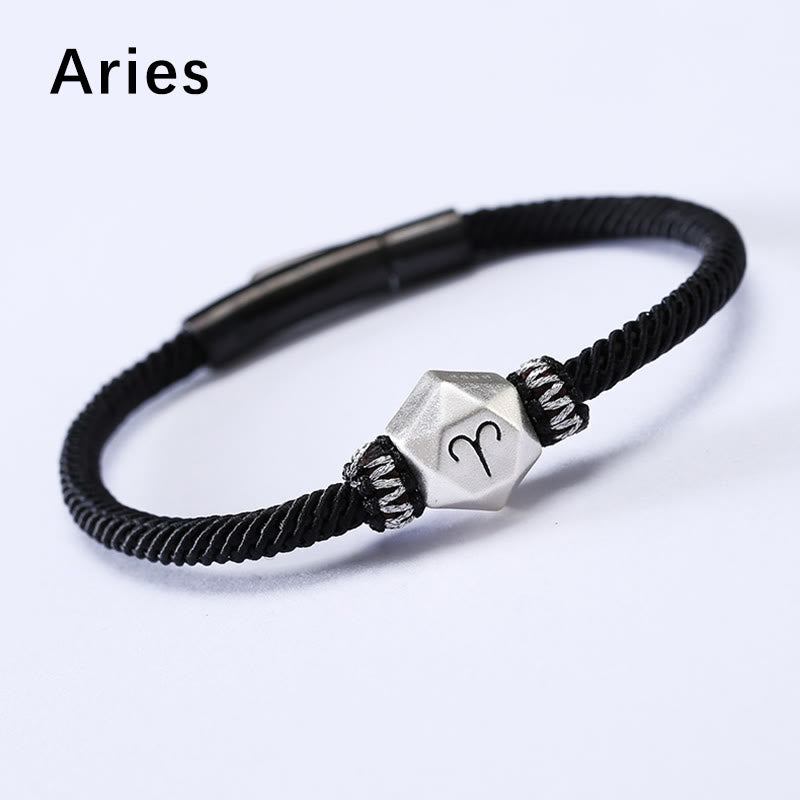 Pulsera de hilo hecha a mano con protección de las 12 constelaciones del zodíaco de plata de ley 999 con Buddha Stones - Aries - 19 cm - image 2