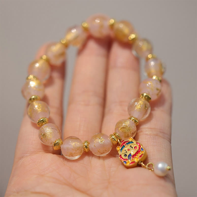 Buddha Stones calabaza dios de la riqueza encanto fortuna Liuli cuentas de vidrio incienso ceniza pulsera de cuentas de porcelana