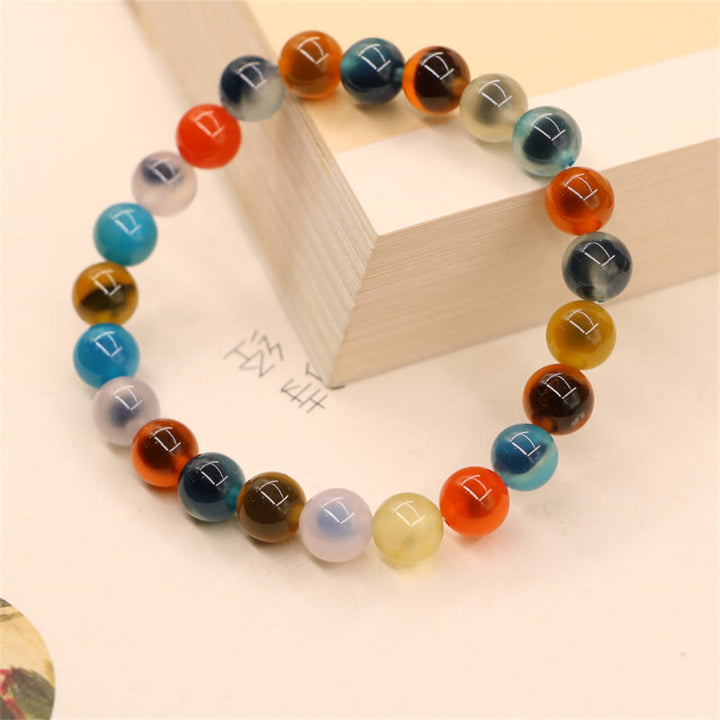 Pulsera colorida de cuentas de fuerza curativa de ágata de caramelo