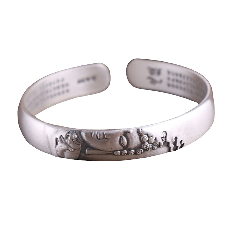 Pulsera de plata de ley 999 con Buddha Stones , cabeza de Buda, corazón, Sutra Serenity