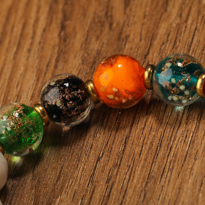Buddha Stones, incienso tibetano, ceniza de porcelana, luminosa, fluorescente, Liuli, cuentas de cristal, calabaza, moneda de cobre, pulsera de la paz