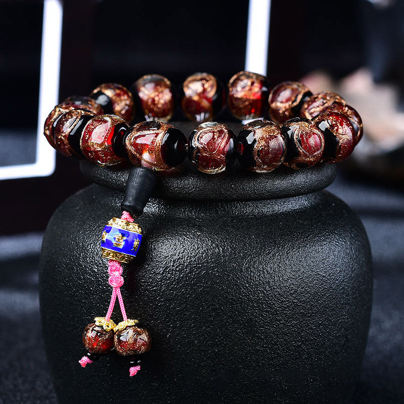 Pulsera curativa de ágata de vena de dragón tibetano
