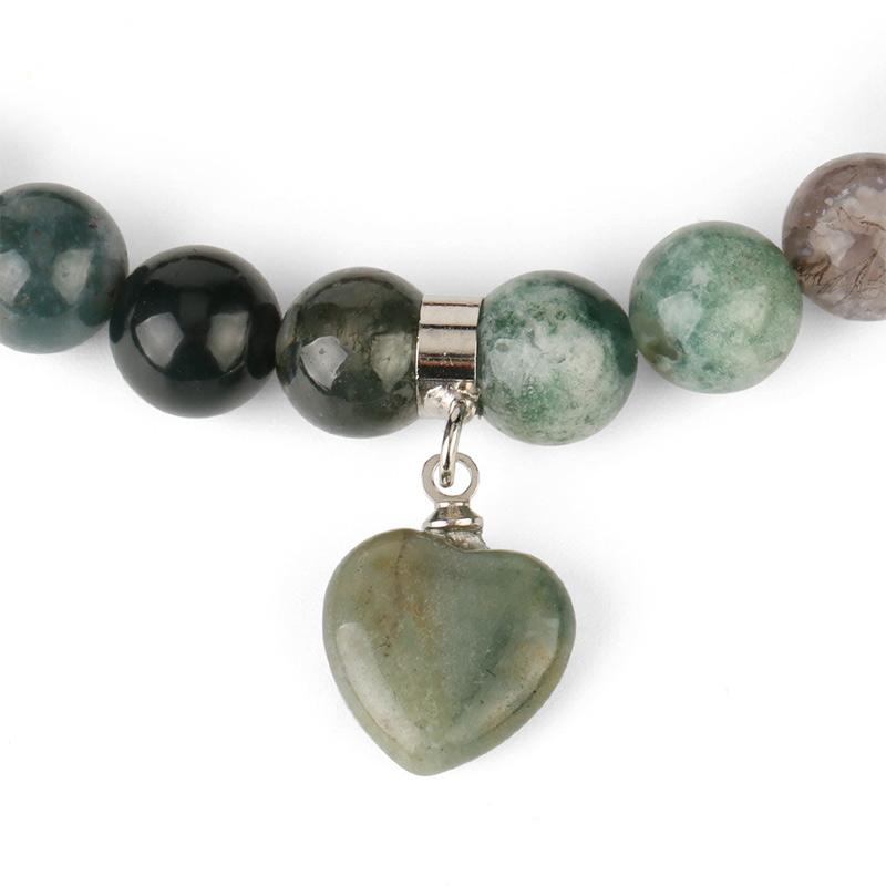 Pulsera de cuentas curativas de corazón de amor de cuarzo natural con Buddha Stones