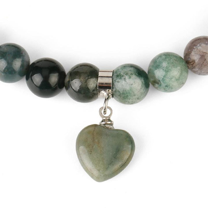 Pulsera de cuentas curativas de corazón de amor de cuarzo natural con Buddha Stones