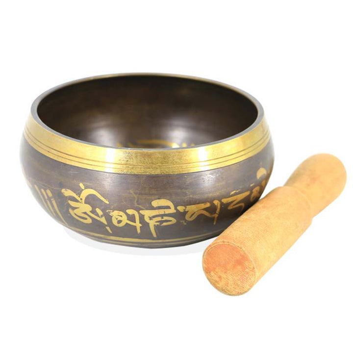Cuenco de meditación tibetano con Buddha Stones para curación y atención plena, cuenco tibetano Om Mani Padme Hum