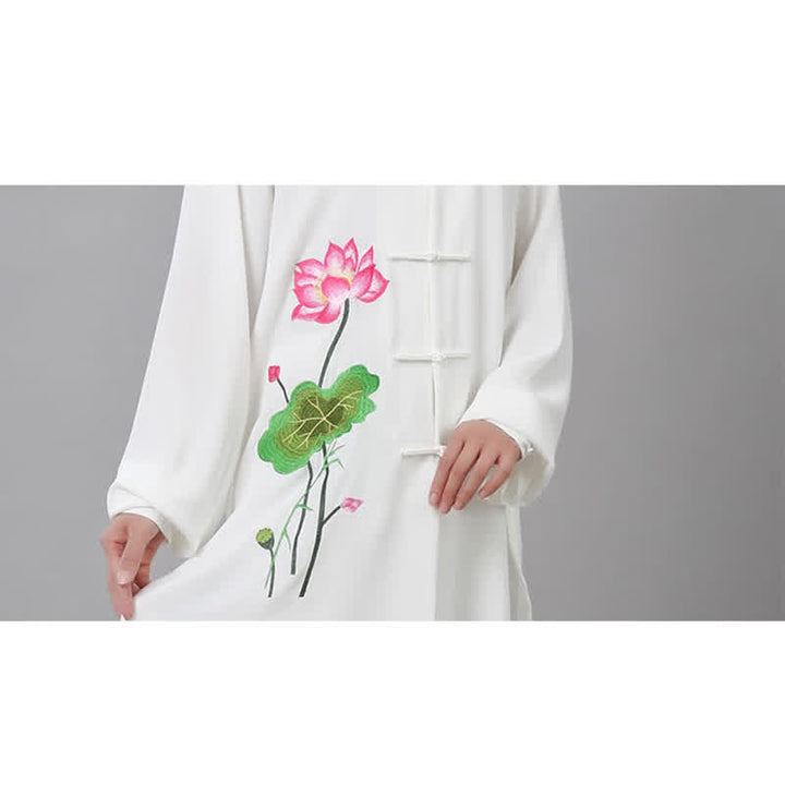 Conjunto de ropa para mujer con diseño de hojas y flores de loto y piedras de Buddha Stones para meditación, tai chi, oración y práctica espiritual zen - image 34
