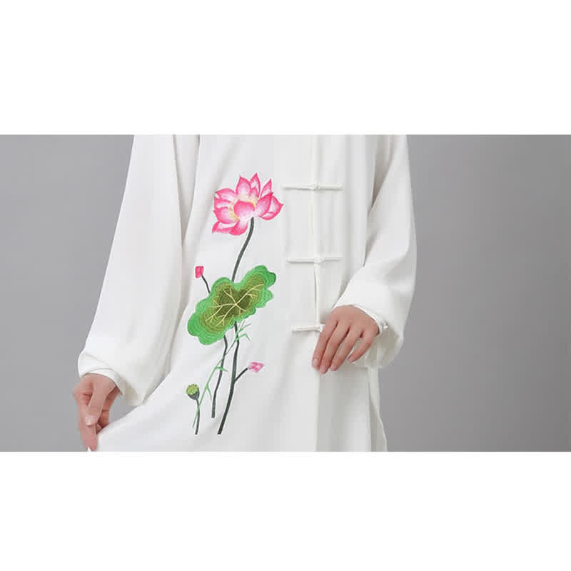 Conjunto de ropa para mujer con diseño de hojas y flores de loto y piedras de Buddha Stones para meditación, tai chi, oración y práctica espiritual zen - image 35