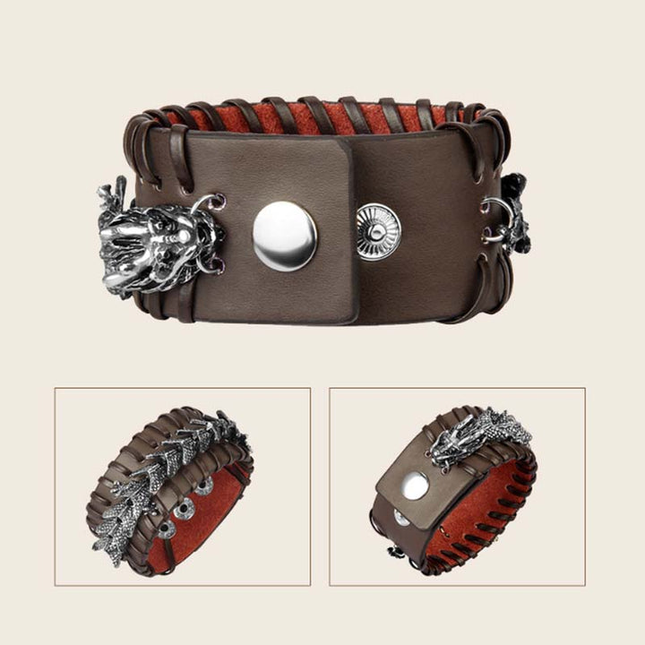 Pulsera de tejido de protección de cuero de dragón