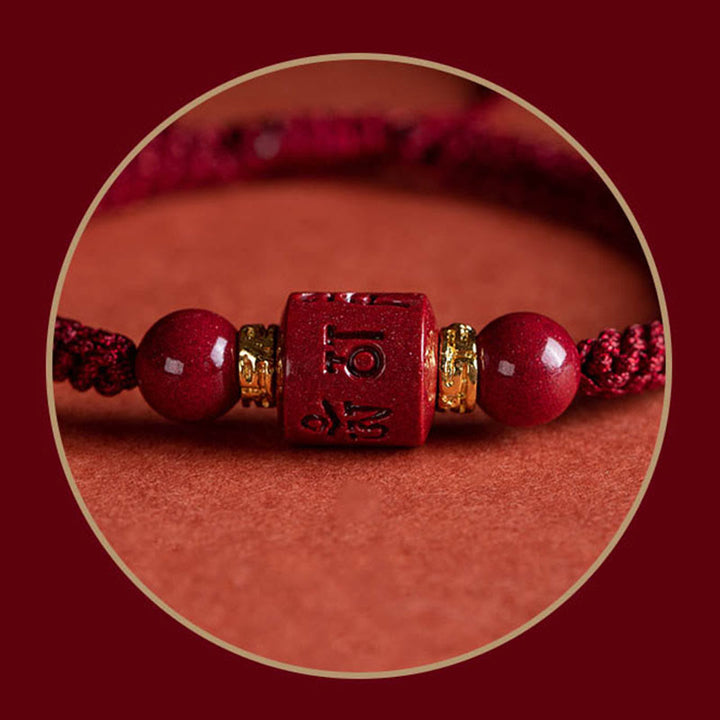 Pulsera trenzada con Buddha Stones, cinabrio del Tíbet, Om Mani Padme Hum, bendición grabada