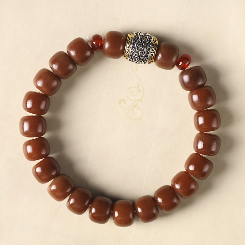 Pulsera de paz con cuentas de carácter Fu de nube auspiciosa de semillas Bodhi de Buddha Stones
