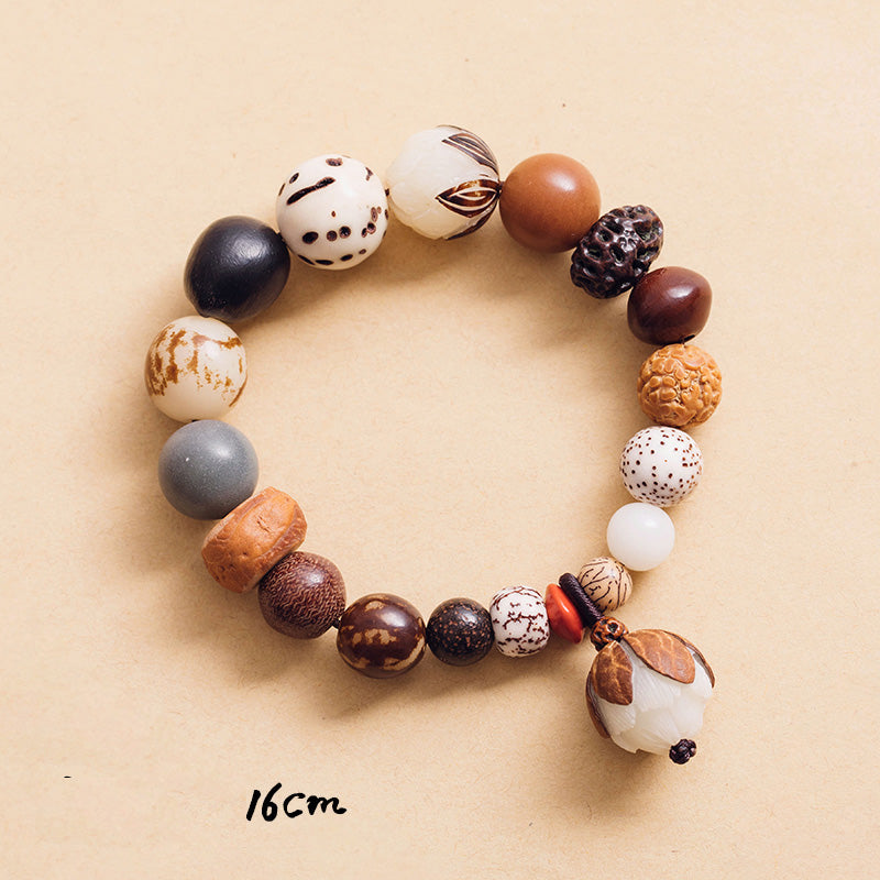 Pulsera Mala de muñeca de la paz de la sabiduría del loto de la semilla de Bodhi