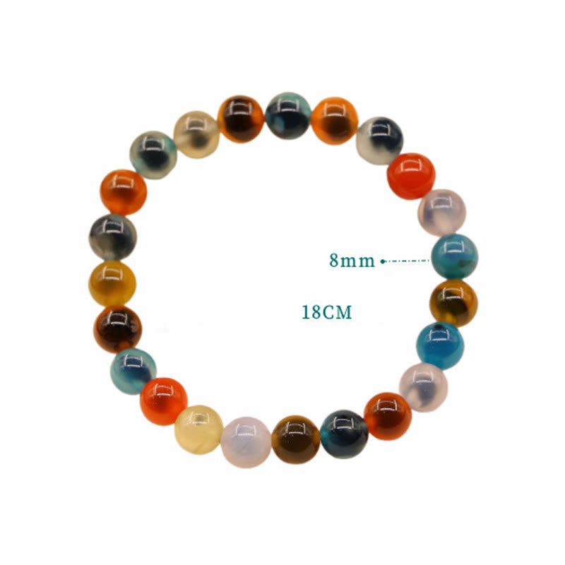 Pulsera colorida de cuentas de fuerza curativa de ágata de caramelo