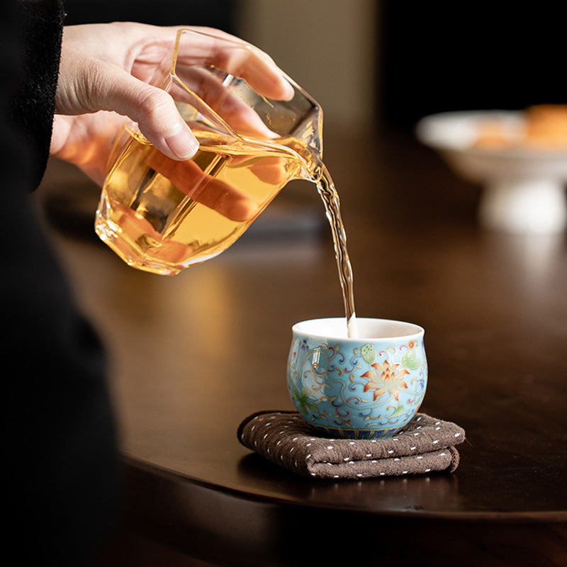 Taza de té de cerámica con diseño de vaina de flor de loto, Buddha Stones, taza de té de Kung Fu, 80ml