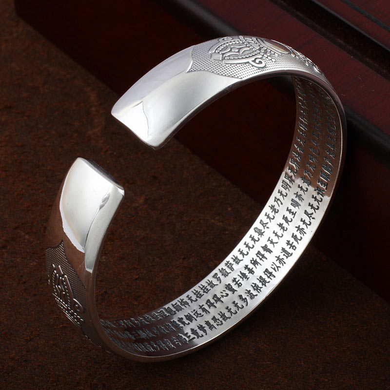 Brazalete de pulsera de oración y meditación de cobre blanco sánscrito tibetano con Buddha Stones