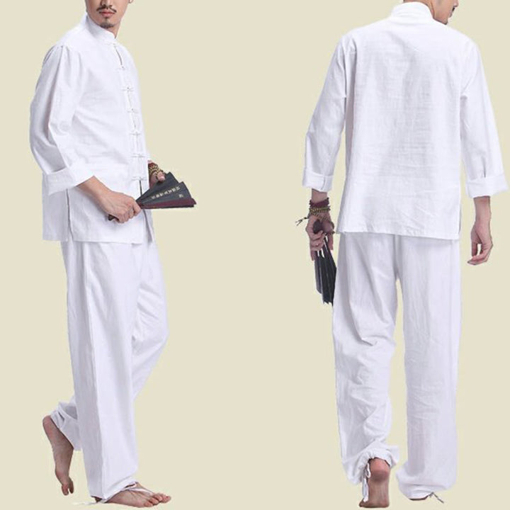 Conjunto de ropa para hombre, diseño de botones de rana china, Buddha Stones , meditación, oración, algodón, lino, espiritual, Zen, práctica de Yoga - image 10
