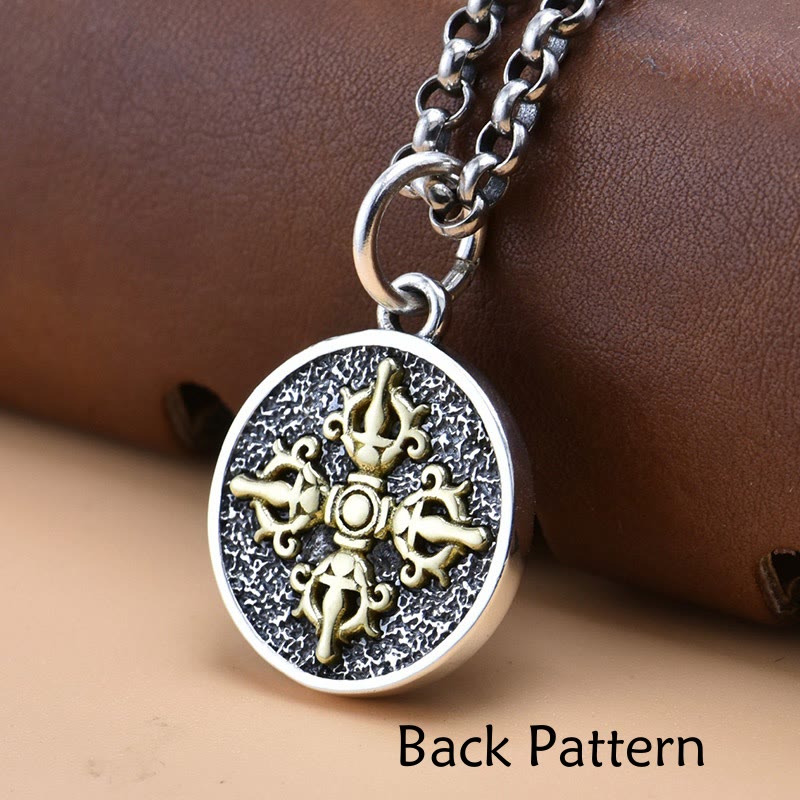 Collar espiritual con colgante de plata de ley 925 con Buddha Stones Zakiram, diosa de la riqueza, Dorje Vajra