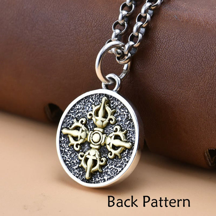 Collar espiritual con colgante de plata de ley 925 con Buddha Stones Zakiram, diosa de la riqueza, Dorje Vajra