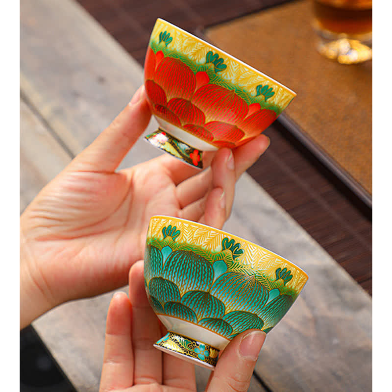 Tazas de té de flor de taza de té de cerámica de loto de Buddha Stones 100ml